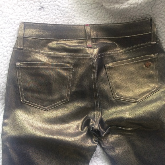 Kate Spade Broome Street Gold Metallic Denim Jeans - Picture 9 of 11